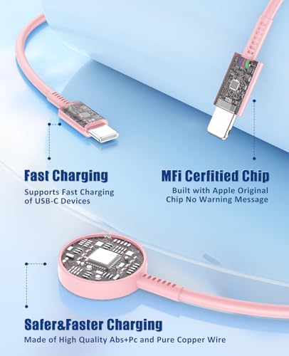Image of for Apple Watch Charger Fast Charging,3 in 1 Multi Chargers Cable with USB C Charger, iWatch Charger Cord 6FT for iWatch Series Ultra 3 /2 /SE 3 /11 /10 /9 /8 /7 /6 /5 /4 /iPhone17 15 16 Pro Max /14 /13 /12 /11-Pink