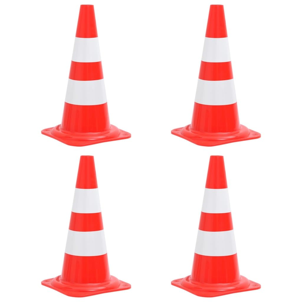 vidaXL Set Coni Segnaletici Stradali Riflettenti 4pz Rosso Bianco 50cm