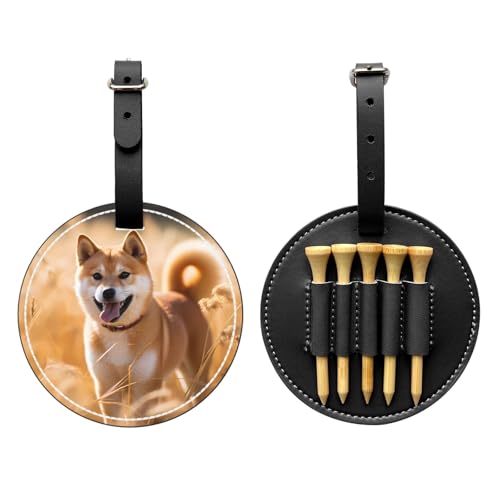 Shiba Inu Black Golf tee Storage Bag - Durable and wear-Resistant Golf Accessories