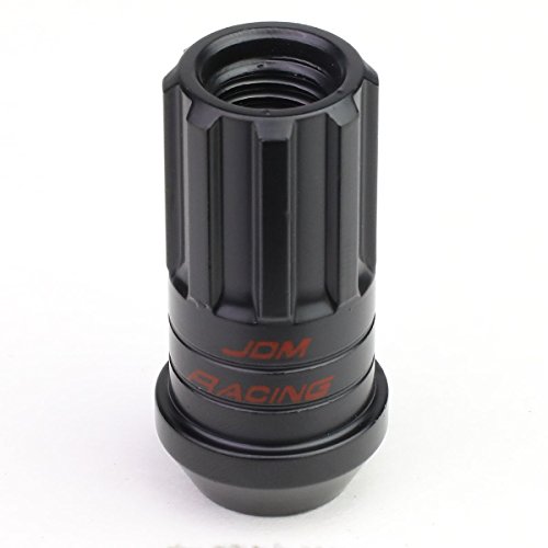 Image of DNA Motoring LN-ZTL-9017-125-BK 16Pcs M12 x 1.25 Open End Steel Wheel Lug Nuts w /Lock Nut + Key + Extension Adapter, 25mm OD /45mm H (Black)