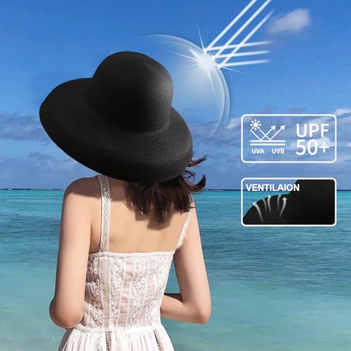 Wide Brim Woven Casual Sun Hat Summer Beach Headwear Breathable Foldable Sun Protection Holiday Straw Bucket Hat4