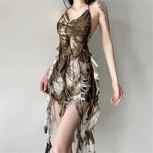 HeiBai Xiong Goth Halter Tank Top Women Grunge Rave Flowy Emo Ripped Festival3