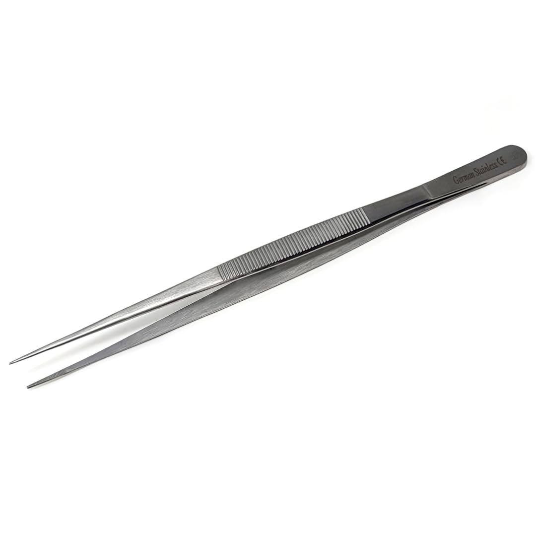 Multifunction Lab Tweezers Narrow Micro Point Fine Serrations Stainless Steel Forceps - 8