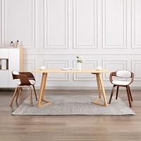 mzdioop Dining Room Chairs Set of 2 Bentwood and Faux Leather Padded with Ergonomic Backrest and Armrest, White, 49 x 51.5 x 71.5 cm, Modern Design for Kitchen and Living Room, Easy to Clean and
