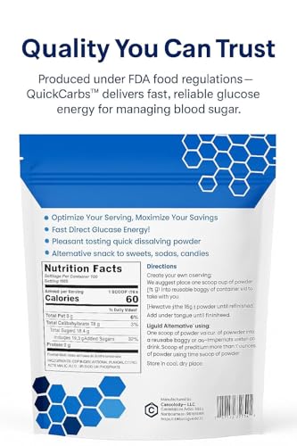 Carbology QuickCarbs Glucose Powder Blend - 16g Servings – Measuring Scoop Included - Economy Value Pack – Natural Black Cherry – Fast-Acting Carbs and Energy (24 Servings - Standard)
