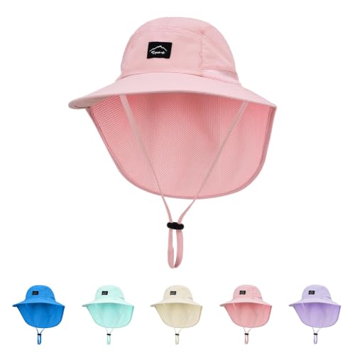 Image of ZOORON Kids Sun Hat with Neck Flap UPF 50+ UV Protection Wide Brim Breathable Fishing Safari Beach Summer Hat for Boys Girls