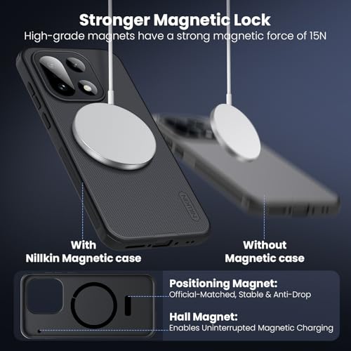 Image of Nillkin Case for OnePlus 15 (1+15) (6.78 inch Inch) Super Frosted Shield Pro Magnetic Hard Back Soft Border (PC + TPU) Cover Raised Bezel Camera Protect Black Color