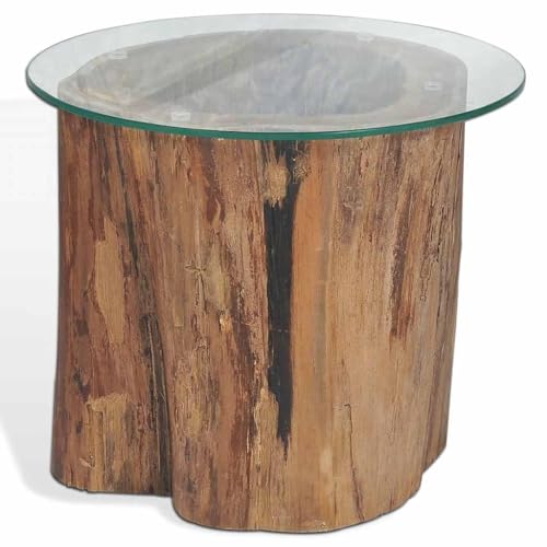Nqyjm Kaffeetisch Couchtisch Teak Glas 50x40 cm, Funktionscouchtisch Wohnzimmertisch, Beistelltisch Couch Tisch, Sofatisch für Wohnzimmer, Büro – Bild 7