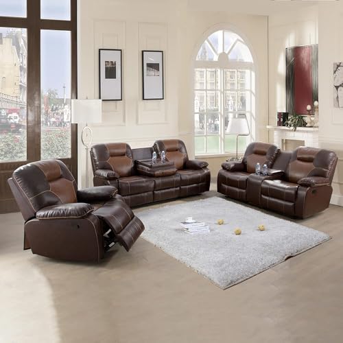 Bonded Leather Sofa - Reclining Comfort for Living Room