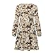 Biyejit Horse Print Womens Casual Dress Long Sleeve Shift Tunic Dress Hide Belly Ruffle Swing Tiered Mini Dress Beach Cover Ups A Line Tiered Dress