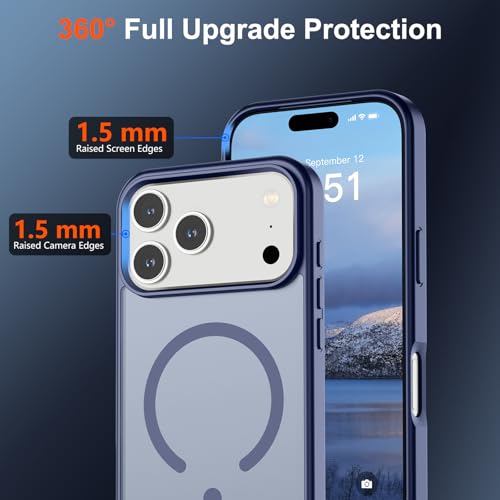 Image of SUPFINE Magnetic for iPhone 17 Pro Case (Compatible with MagSafe)(Military Grade Drop Protection) Translucent Matte Shockproof with Anti-Fingerprint Phone Cover 2025,Lavender Gray