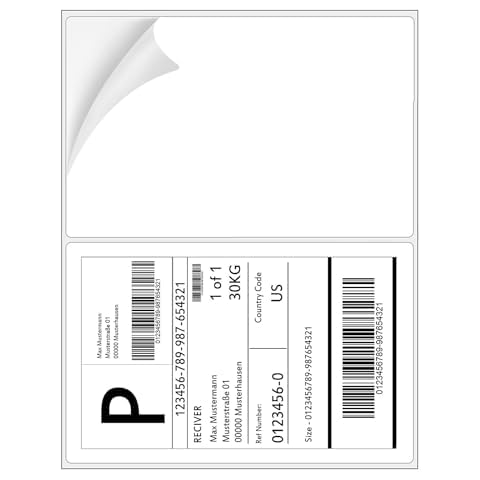 Shipping Labels 8.5" x 5.5", 200 Counts Adhesive Labels Compatible Laser & Inkjet Printers, 2 White Round Corner Labels Per Sheet Cover