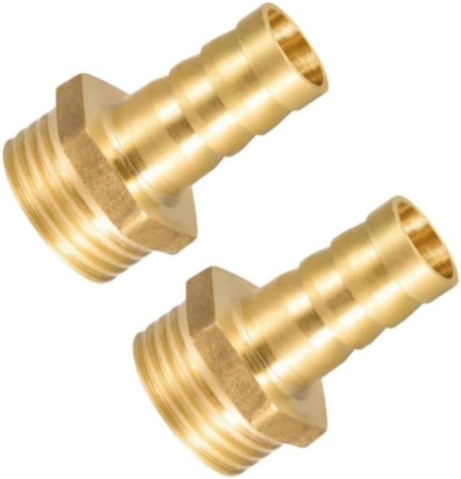 Brass Hose Barb Fitting,Adapter,Standard 3/4" npt to1/2"barb 2 Pcs for connecting a hose to a male threaded connection of a different diameter