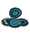 Agate Coaster Teal 3-3.5" Dyed Sliced Agate Drinks Cup Mat Set of 4 Small with Rubber Bumpers, By Amoystone