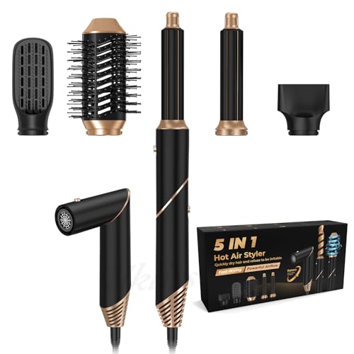 Cepillo Aire Caliente, Secador de Pelo, Secado Rápido y Rizador Pelo Ondas Automatico para Rizar, Alisar Volumizing Iónico, Multifuncional Modelador para Todo Tipo de Cabello