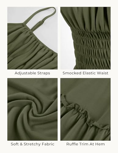 Image of GRACE KARIN Women's Summer Maxi Dress 2026,Smocked Ruched Bust Sundress with Adjustable Straps & Pockets-Beach Vacation Dress