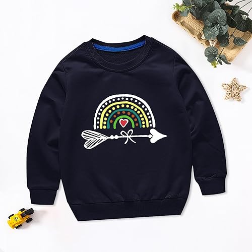 Toddler Boys Girls Sweater Autumn/Winter Rainbow Print Long Sleeve Round Neck Hatless Sweater Party (Navy, 13-14 Years)3
