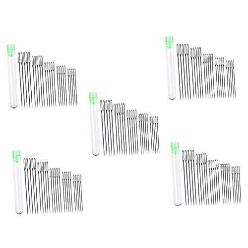 DOITOOL 5Sets Eye Hand Sewing Needles with Transparent Storage Bottle Embroidery Accessory Stitching Tools for Crafting and Repair