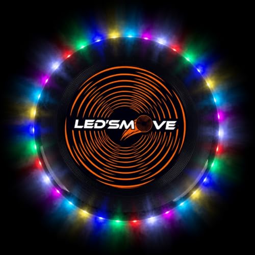 LED'S MOVE Flying Disc | Leuchtender Frisbee | 38 LEDs mit 12 Farbmodi | LED-Frisbee | USB-C | Wasserdicht | Superhelles Outdoor-Spielzeug | Leuchtendes Spielzeug | Schwarz 22,5 cm (456 Colours)