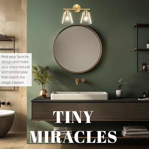 Image of Hamilyeah Bathroom Vanity Light Fixtures Over Mirror, 2 Light Wall Light Fixture with Clear Glass Shade, Gold Sconces Wall Lighting for Bathroom, Kitchen, Living Room