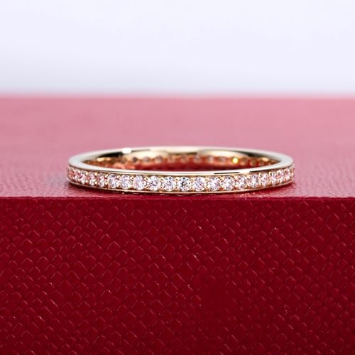14K Eternity Ring, 1/3-1 CTTW Moissanite, D Color and Flawless, Solid Real White Gold Wedding Ring for Women2