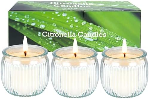 Velas Citronela Exterior Grandes, 3 Vela Vidrio Exteriores Con Ce...