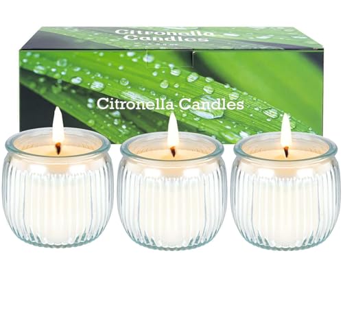 Velas Citronela Exterior Grandes, 3 Vela Vidrio Exteriores Con Ce...