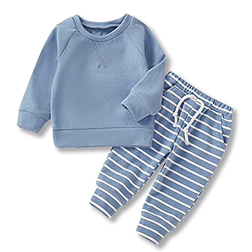 Image of Newborn Baby Boys Sleeper Gown Little Brother Striped Long Sleeve Nightgown Hat Outfits