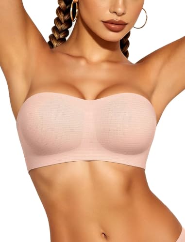 Image of Vertvie Womens Strapless Bra Jelly Push Up Seamless Bandeau Bra Wireless Non Slip Silicone Tube Top Bras Padded Bralette