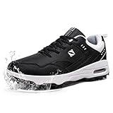 FENLERN Men's Golf Shoes Spike Waterproof Non Slip Golf Shoes for Men Comfortable Cushion F059, Black Wide 11