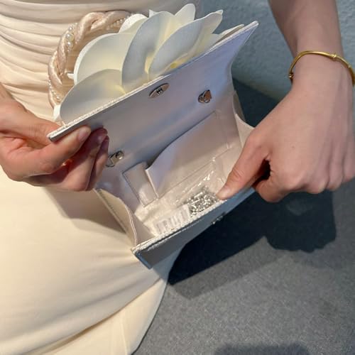 Image of Mini Flower Evening Purse Floral Clutch Purses for Women PU Leather Evening Handbag with Chain Wedding Party Prom