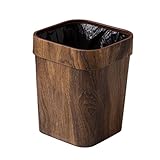 ゴミ箱 おしゃれ フタなし ごみ箱 ボックス 木目 シングル 垃圾桶 ダストボックス 袋が見えないゴミ箱 大容量 収納ボックス レトロ インテリア 固定リング 丸型 角型 スリム ホーム キッチン、リビングルーム、トイレ、室内、洗面所用 (四角木目（14L）)