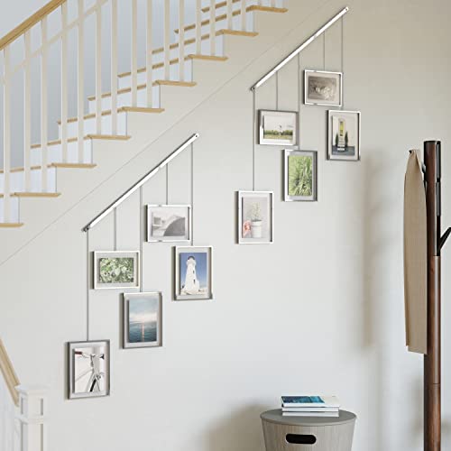 Umbra Exhibit Picture Frame Gallery Set Adjustable Collage Display For 5 Photos, Prints, Artwork & More (Holds Two 4 X 6 Inch And Three 5 X 7 Inch Images), 5 Opening, Chrome #TOP7