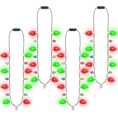 Light up Christmas Necklace, 4PCS Bulb Christmas Necklace Supplie...