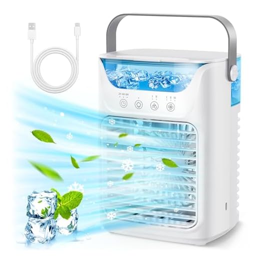 Aires Acondicionados Portátiles, Humidificador Enfriador de Aire con Tanque de Agua y Niebla Fría, Soporte de Ventilador de Refrigeración Sincronización Automática para Sala de