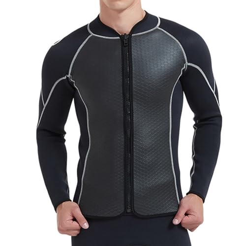 Chaqueta superior de traje de neopreno para hombre de 3mm con manga larga para buceo, para calor y comodidad, traje para aguas frías (Negro_Mediano) miniatura 1