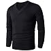 LTIFONE Mens Slim Comfortably Knitted Long Sleeve V-Neck Sweaters (Black,L)