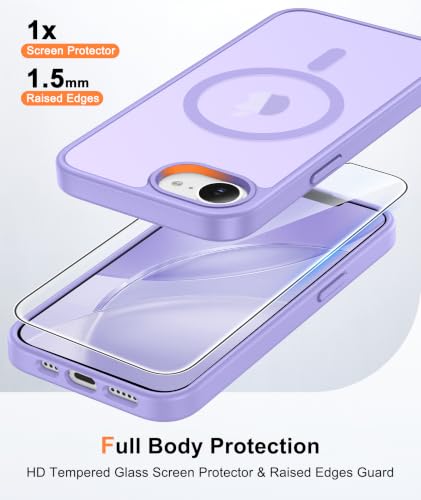 Image of FNTCASE for iPhone 17e Case Purple: Translucent iPhone 16e Cases Compatible with MagSafe, Camera Protection & Tempered Glass Protector, 14FT Military Grade Drop Tested, Matte Skin-Friendly Cover