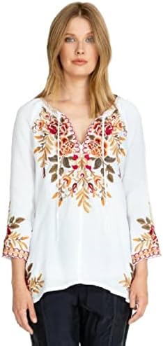 Johnny Was Charlotte Peasant Blouse White