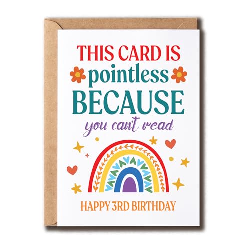 KoKi9xxGifts This Card Is Pointless Because You Can't Read - Happy 3Rd BirthdayJ[h - 3΂̈A - 3΂̒aLO - qւ̑蕨 - 