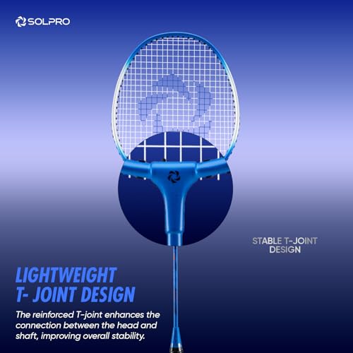 Image of SOLPRO Vanguard 8 Aluminium Badminton Racket for Beginners & Intermediate, Adult & Kids Shuttle Bat with Full Cover Bag, Lightweight Racket with Durable Frame for Practice & Match
