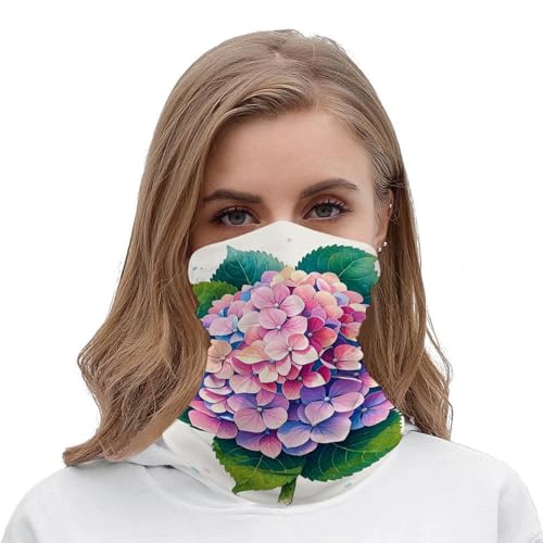 Neck Gaiter Face Mask Respirador Transpirable a Prueba de Viento Cubierta Facial Balaclava Bandana para Hombres y Mujeres con Diseño Acuarela Hortensia miniatura 4