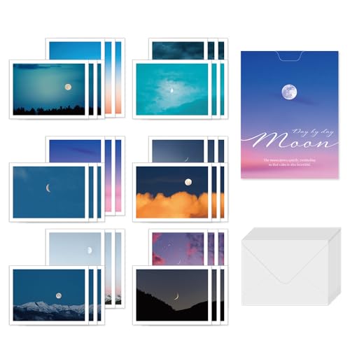 Monolike Day by Day Card, 105 Moon - Mix 48 Mini Single cards, 24 envelopes Package
