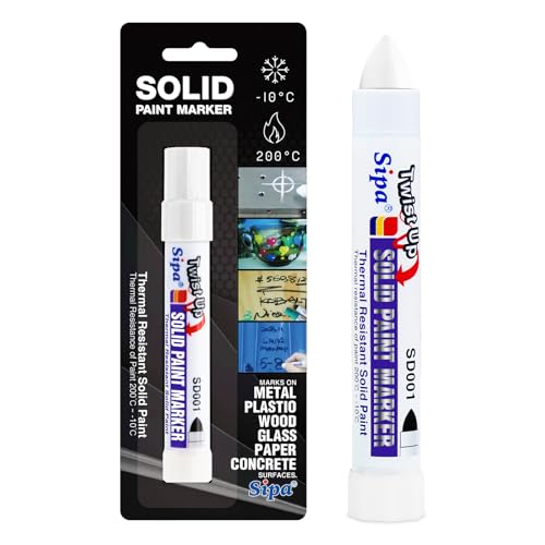 Sipa Permanent Solid Paint Markers, Twist Long-Lasting Paint Pens for Window, Wood,Metal and Glass Marker, 1 Pack (White)