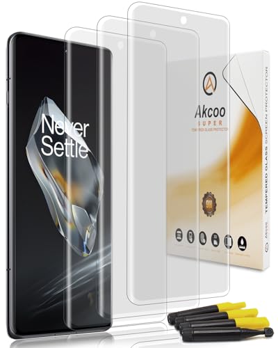 Akcoo Matte Screen Protector for OnePlus 12 UV Tempered Glass Anti Glare Anti Fingerprint 9H Hardness Soft and Sensitive Touch - 3 Pack