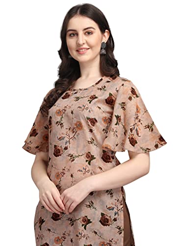 Image of EthnicJunction Women's Crepe Floral Printed Ready to Wear Straight Kurti
