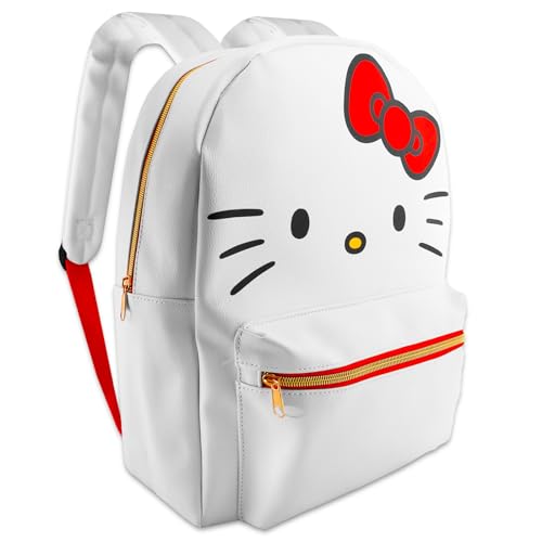 Hello Kitty School Backpack Set of 16” Faux Leather Purse, Stickers, and More2