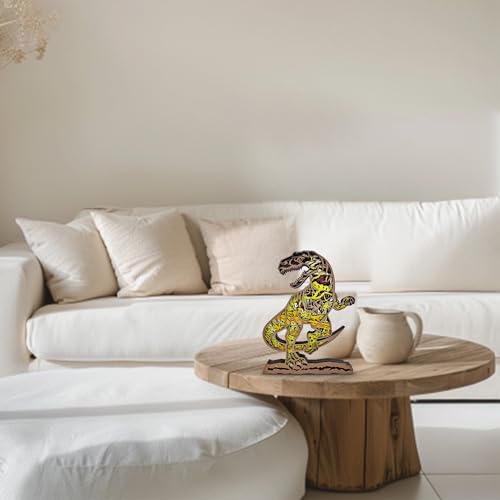 Image of 3D Wooden Velociraptor Decor - Multi-Layer Carved Dinosaur Wall Art & Tabletop Ornament, Prehistoric Animal Figurine for Boys Bedroom, Office, Unique Forest Decor Gifts for Dinosaur Lovers