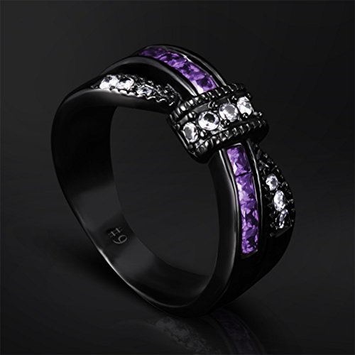 HIJONES Women's Stainless Steel Cubic Zirconia CZ Inlay Criss Cross Ring Dainty Promise Wedding Band2