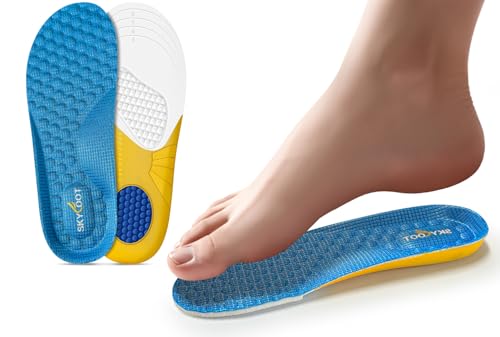Image of Skyfoot Shoe Insoles for Kids Worn Down Inserts Replacement, Comfy, Breathable, Cut to Fit Sturdy Shoe Soles for Child Sneakers (Blue - 2 Pairs, Big Kids: 3-6)
